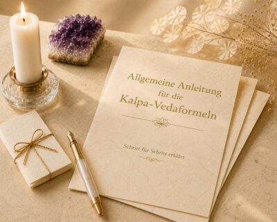 Kalpa-Vedaformeln Anleitung – Basiswissen zur Praxis Zur Ausübung der Kalpa-Vedaformeln benötigen Sie einmalig diese Anleitung – sie enthält das Vorbereitungsritual, das jeder einzelnen Formel vorausgeht. Die Kalpa-Vedaformeln wurden 2010 vom Welten Verlag übernommen und enthalten traditionelle Anleitungen, die sich auf uraltes Wissen aus der vedischen Lehre stützen. Jede Formel ist speziell für eine bestimmte Anwendung entwickelt, wie z. B. Schutz, Gesundheit oder spirituelle Ausgeglichenheit. Ob zur Unterstützung in schwierigen Zeiten oder zur Stärkung der inneren Harmonie – die Kalpa-Vedaformeln können wertvolle Impulse geben. Sicherheitshinweis: Diese Formeln ersetzen keine medizinische Behandlung. Bei gesundheitlichen Beschwerden konsultieren Sie bitte einen Arzt oder Therapeuten.